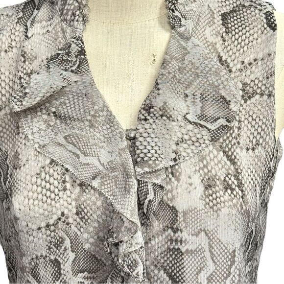 White House Black Market Snake Print Sleeveless Blouse Size 2 - Picture 6 of 12